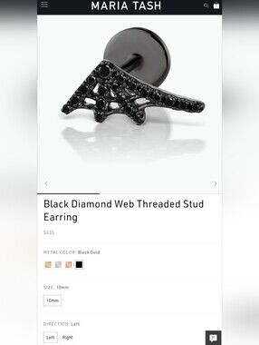 Maria Tash Black Diamond Threaded Web